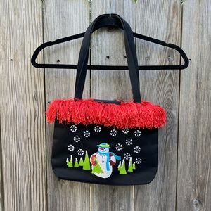 Bedazzled Snowman Purse Bag with fun fringe